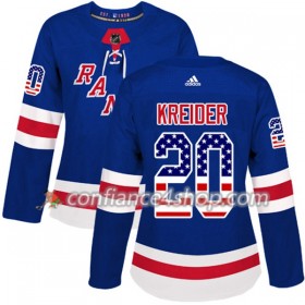 Adidas Maillot de Hockey New York Rangers Chris Kreider 20 2017-2018 Bleu USA Flag Fashion Authentic - Femme